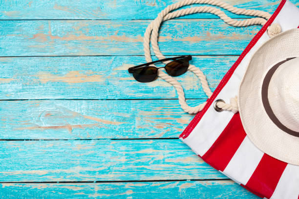 istock Summer holiday background with beach items 1151204154