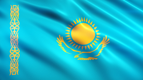 3d Render Kazakhstan Flag (Close-up)