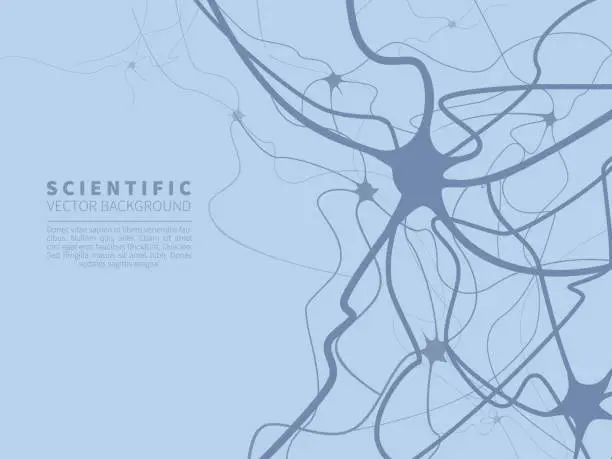 Vector illustration of Model of neural system. Scientific vector background for projects on technology, medicine, chemistry, science and education.