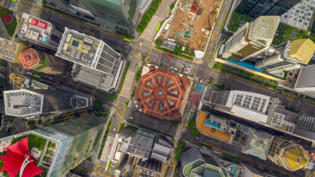 Hyperlapse Top view of financial central business district building of Singapore city at Day