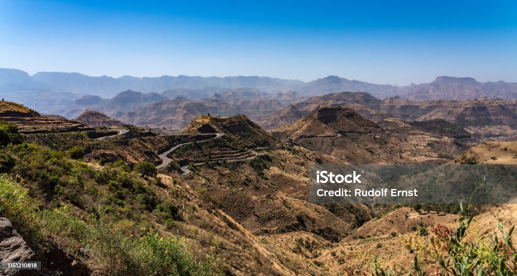Landschaftsblick auf den Nationalpark Simien Mountains im Norden Äthiopiens - Lizenzfrei Nationalpark Simen Mountains Stock-Foto