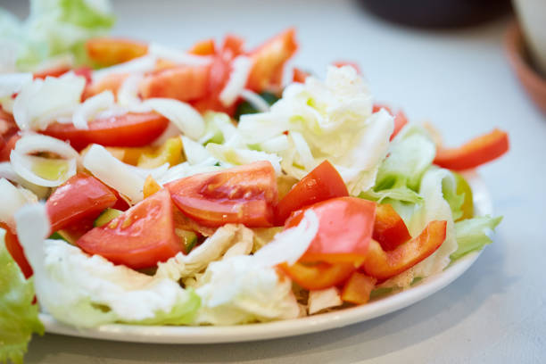 raw vegetable salad stock photo