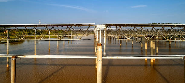 istock Solar photovoltaic panel base built on the lake 1151211948