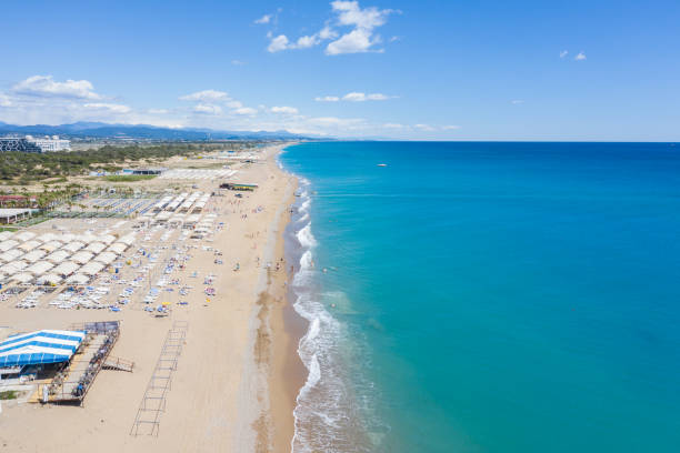 Antalya side beach aerial view.