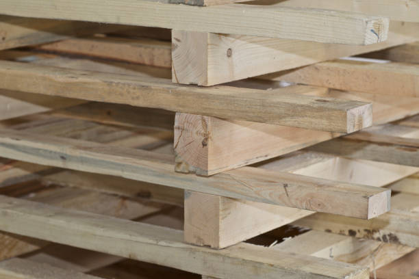istock Elements of wooden pallets for loading and unloading cargo 1151212545