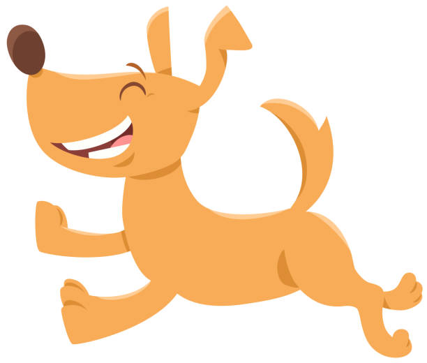 running dog or puppy cartoon character Cartoon Illustration of Happy Running Dog or Puppy Animal Character happy dog stock illustrations