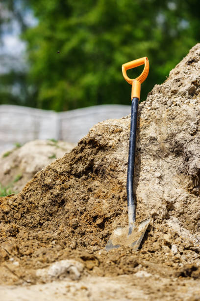 istock Digging with a shovel. A shovel based on a pile of earth. 1151215508