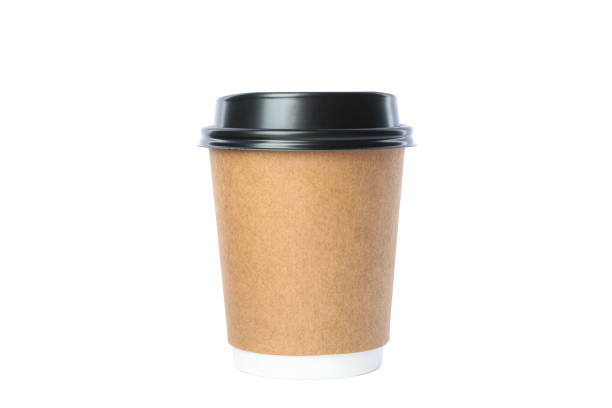 istock Paper glass with black cap isolated on white background. Coffee time accessories 1151223882