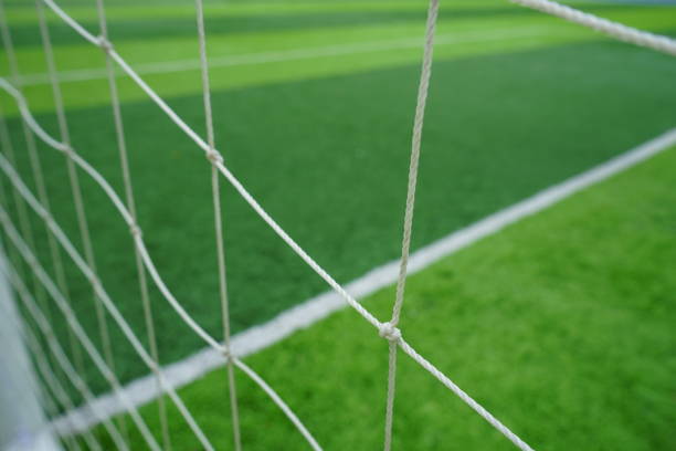 サッカーゲート - soccer man made material goal post grass ストックフォトと画像