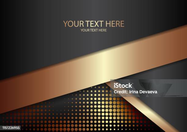Bright Halftone Dots And Colored Inclined Ribbons Stripes On A Dark Background Luxury Poster Background Template Stock Illustration - Download Image Now