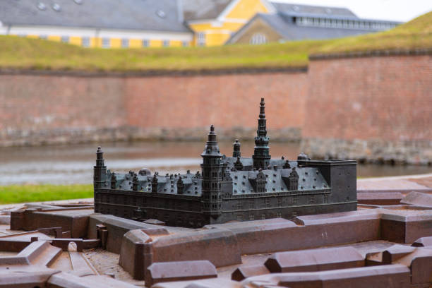 bronze miniature replica kronborg castle, denmark - kronborg castle imagens e fotografias de stock