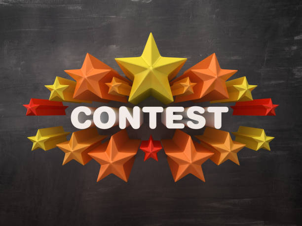 istock Colorful Stars with CONTEST Word on Chalkboard Background - 3D Rendering 1151229544