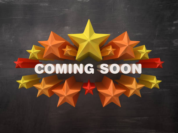 istock Colorful Stars with COMMING SOON Word on Chalkboard Background - 3D Rendering 1151229577