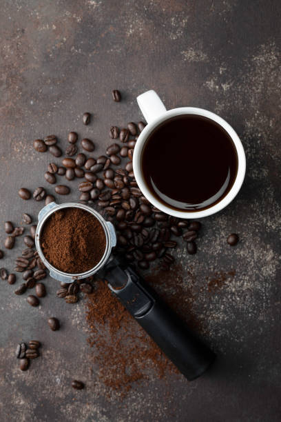 コーヒー - coffee crop bean seed directly above ストックフォトと画像