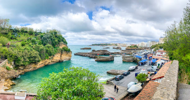 Biarritz, France - May 04, 2019: Biarritz cityscape with view on old harbor