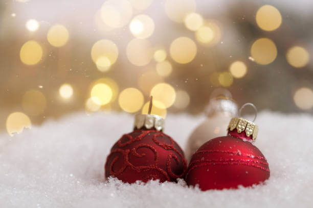 istock Chrismas tree balls in the snow 1151235638
