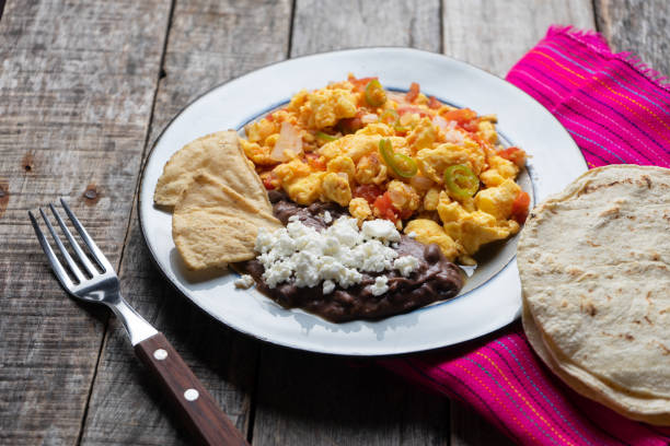 istock Mexican style scrambled eggs with fried beans, cheese and jalapeno 1151236440