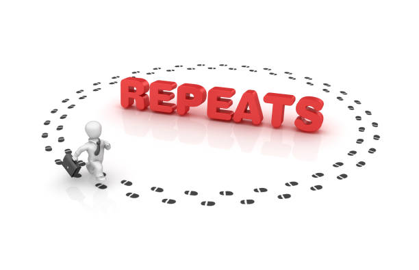 istock Business Person Running around REPEATS Phrase - 3D Rendering 1151239709