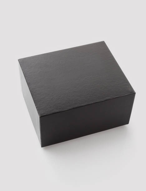 istock Black square box for gift. Mock-up box  isolated on white 1151241204