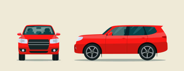 SUV car two angle set. Car side view SUV car two angle set. Car side view sports utility vehicle illustrations stock illustrations