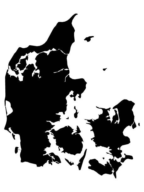 Black Map of Denmark on White Background Vector Illustration of the Black Map of Denmark on White Background aalborg stock illustrations