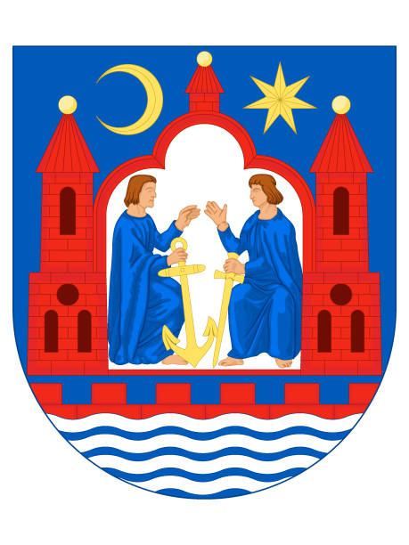 Coat of Arms of the Danish City of Aarhus Vector Illustration of the Coat of Arms of the Danish City of Aarhus aalborg stock illustrations