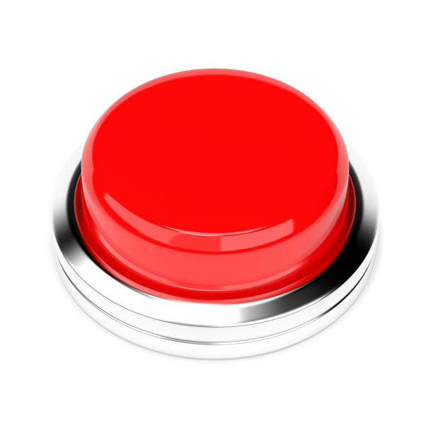 istock Red push button. Alarm sign. 3d rendering illustration isolated 1151241573