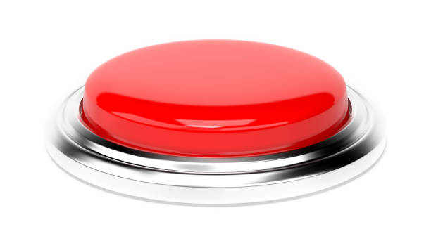 istock Red push button. Alarm sign. 3d rendering illustration isolated 1151241577