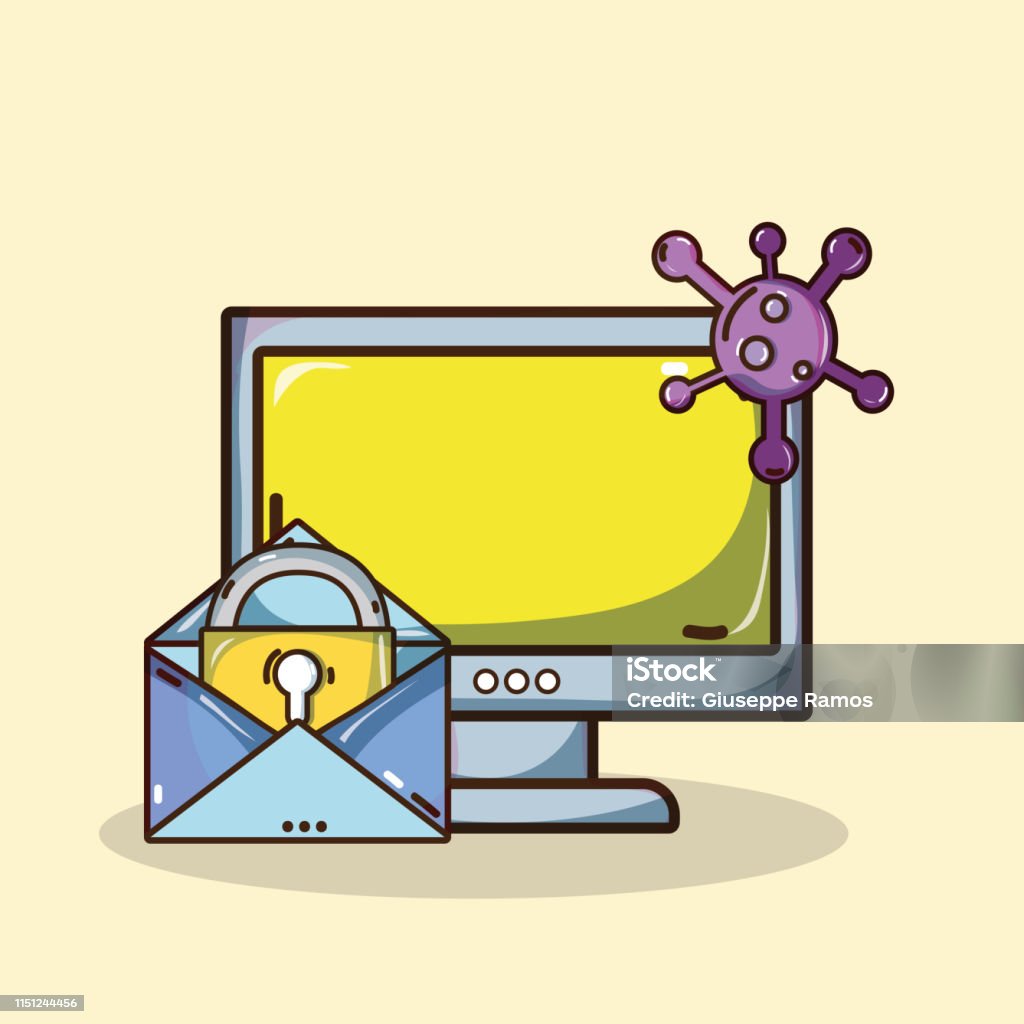Security Computer Cartoon Security System Technology Stock Illustration - Download Image Now ...