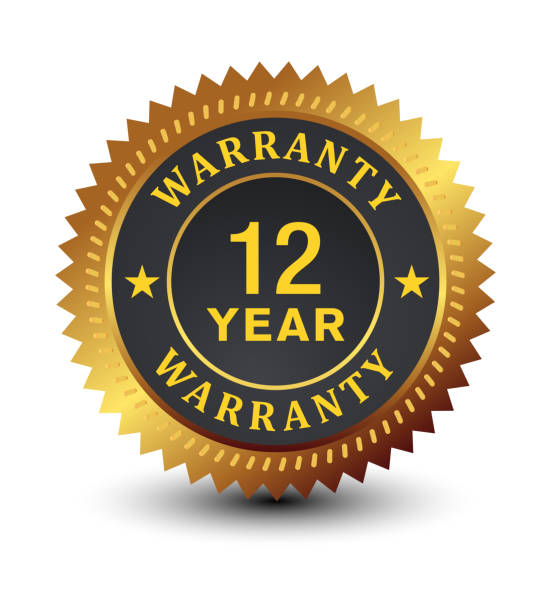 istock 12 Year warranty golden badge isolated on white background. 1151244691