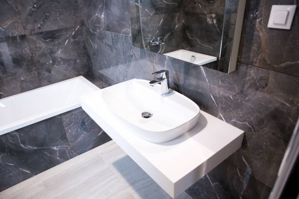 istock Modern bathroom interior with sink and faucet 1151246512