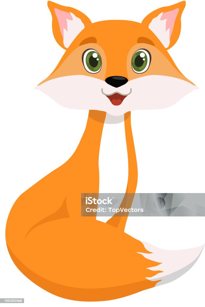 Cute little red fox, lovely animal cartoon character vector Illustration Cute little red fox, lovely animal cartoon character vector Illustration isolated on a white background. Fox stock vector