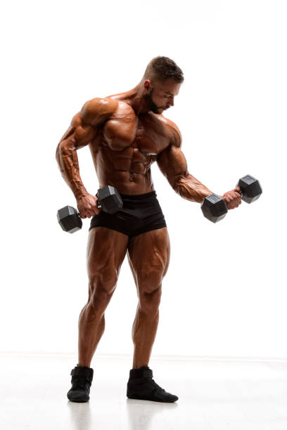 istock Muscular Men Lifting Weights.  Bodybuilder Performing Dumbbel Biceps Curls 1151255278