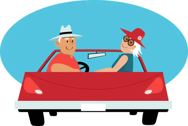 Vector illustration of Seniors on a road trip