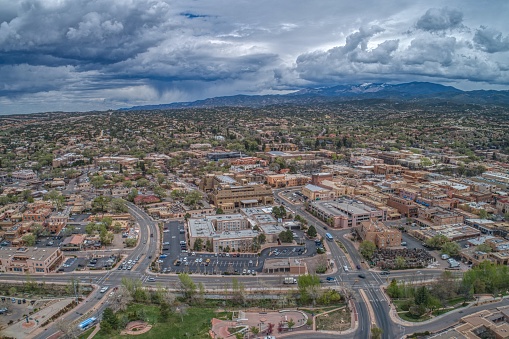 Santa Fe is the small Capitol of New Mexico built high in the Mountains