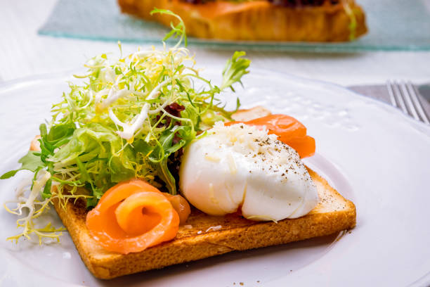 istock Toast with poached egg and salmon 1151258560