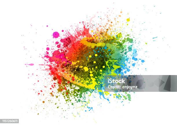 Rainbow Paint Splash - Arte vetorial de stock e mais imagens de Tinta - Equipamento de Arte e Artesanato - Tinta - Equipamento de Arte e Artesanato, Salpicado, Chapinhar
