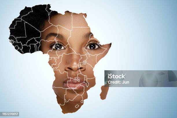 Face Of African Woman Inside The Map Of Africa Stock Photo - Download Image Now - Africa, African Ethnicity, African Culture