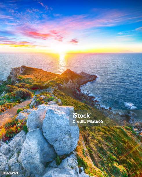 Cape Milazzo Stock Photo - Download Image Now - Sicily, Sea, Majestic