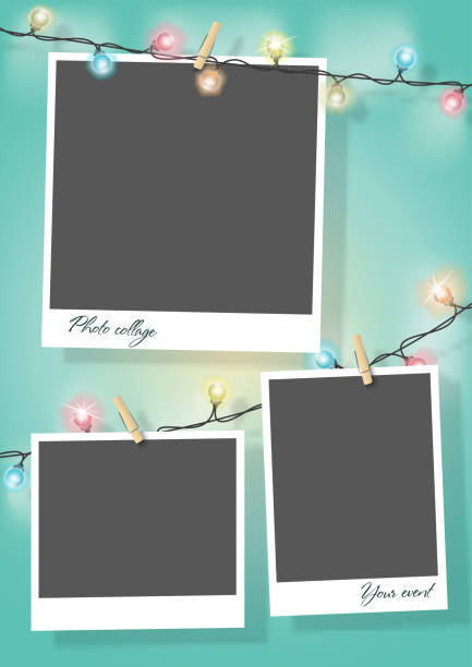 istock Template for photo collage.Garland from photos. Frames for clipping masks are in the vector file. 1151276752
