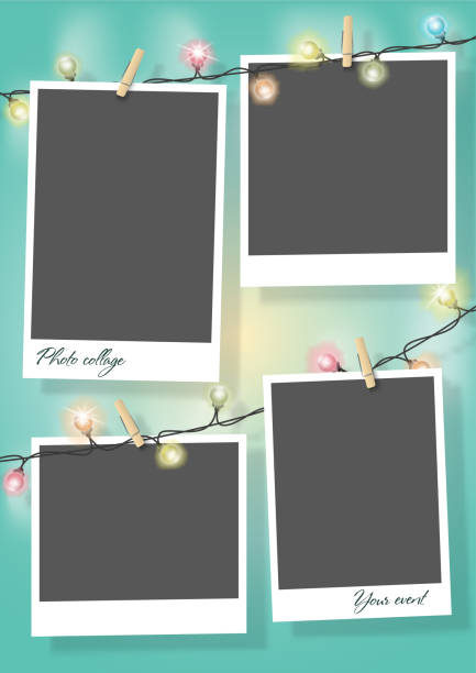 istock Template for photo collage.Garland from photos. Frames for clipping masks are in the vector file. 1151277291