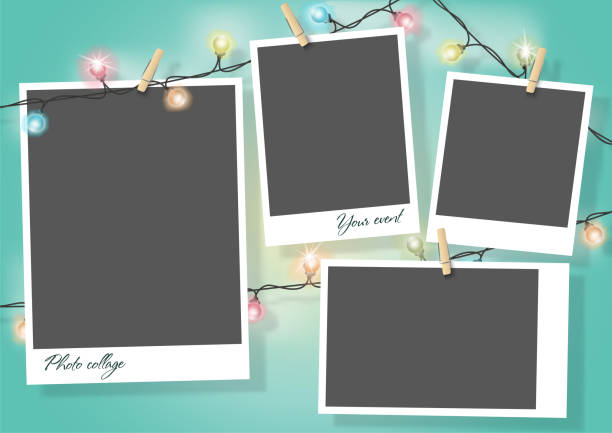 istock Template for photo collage.Garland from photos. Frames for clipping masks are in the vector file. 1151277318