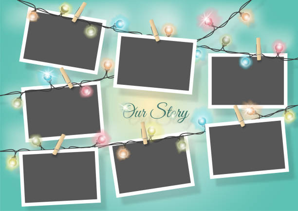 istock Template for photo collage.Garland from photos. Frames for clipping masks are in the vector file. 1151277319