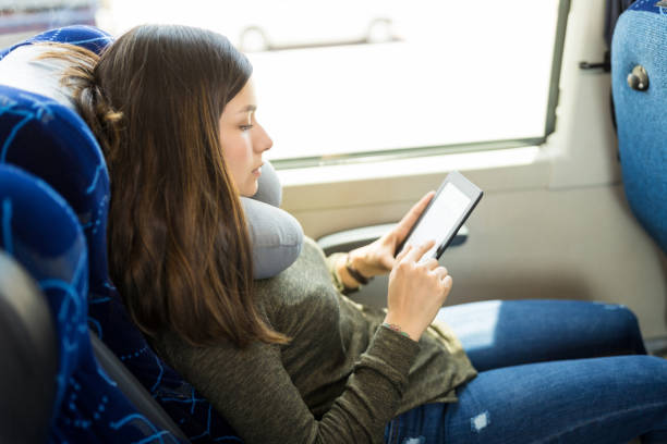 E-book Reading In Comfortable Bus Journey