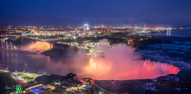 istock lights illuminates the water falls on Niagara Falls 1151284910