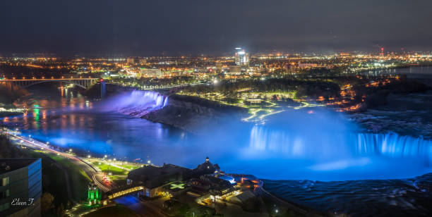 istock lights illuminates the water falls on Niagara Falls 1151284923