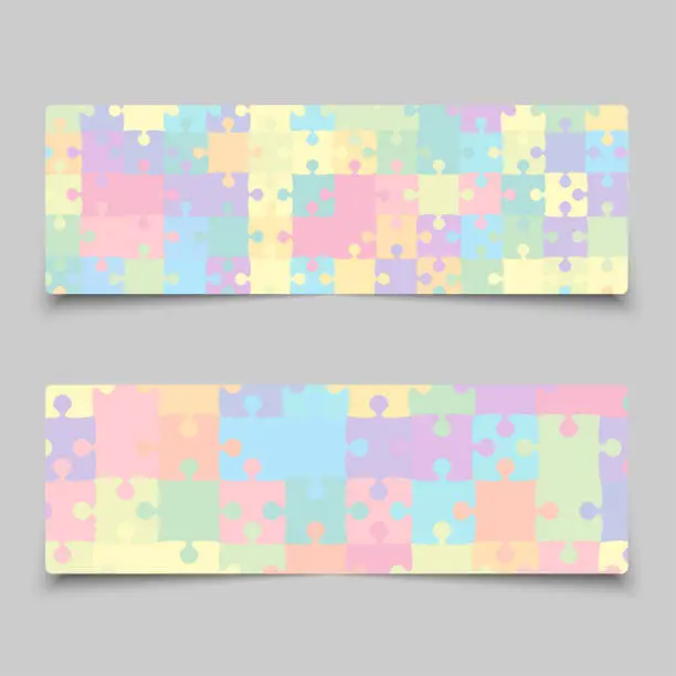 Vector illustration of Vertical cards, flyers made pieces jigsaw puzzle.