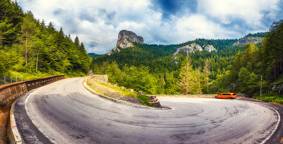 Amazing summer view of Bicaz Canyon/Cheile Bicazului. Canyon is one of the most spectacular roads in Romania. Impressive  scene of Neamt County, Romania,Carpathian Mountains, Europe\