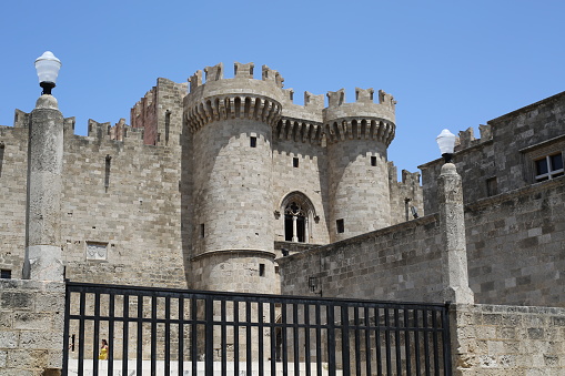 General views from the medieval Palace of the Grand Master of the Knights of Rhodes also known as the Kastello on the Mediterranean island of Rhodes Greece\nRhodes Island/Greece 05/17/2019