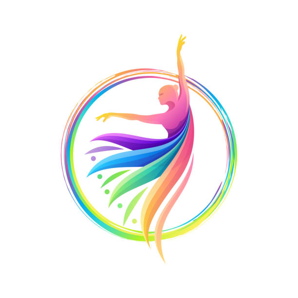 colorful dance abstract logo template colorful dance abstract logo template dance logo stock illustrations